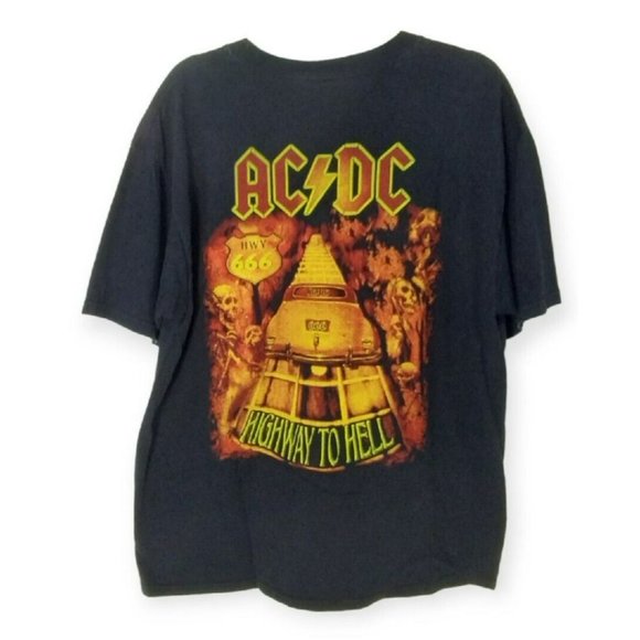 Vintage 90s ACDC Highway to Hell TShirt XL Crewneck Embroidered Double Sided Tee - Picture 7 of 16